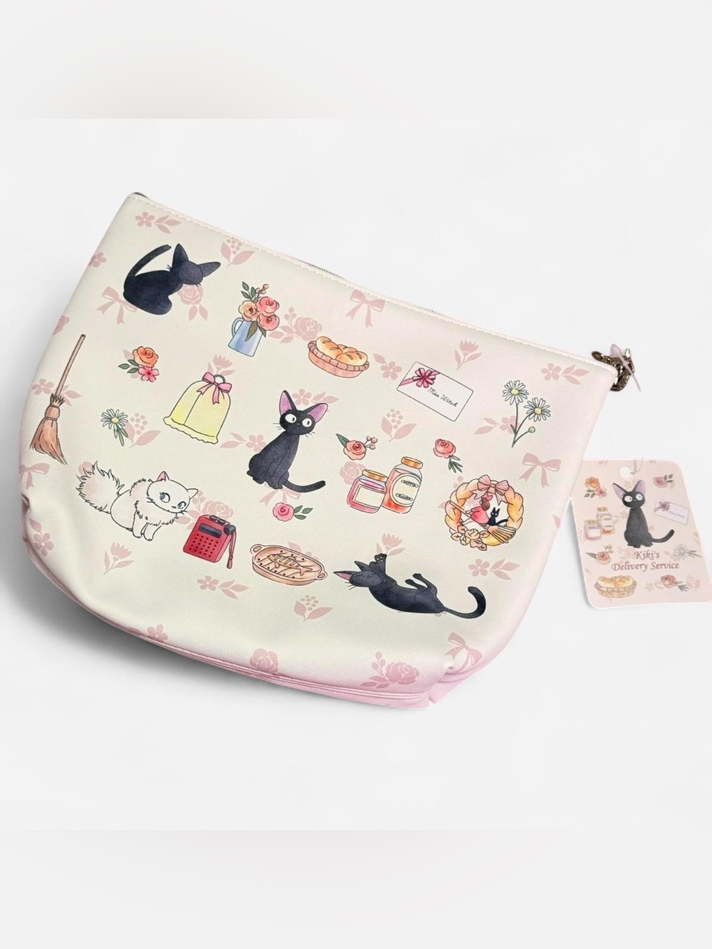 Ghibli Jiji Kiki’s Delivery Service Cat Floral Print Pouch NWT Japan Exclusive - Picture 3 of 9